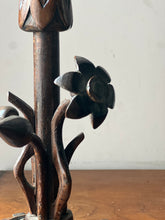 Load image into Gallery viewer, Swedish Midcentury hand carved lotus flower lamp