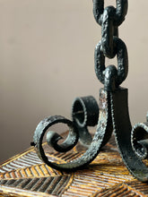 Load image into Gallery viewer, France circa 1950. Brutalist wrought iron chain candlestick.