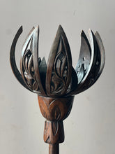 Load image into Gallery viewer, Swedish Midcentury hand carved lotus flower lamp