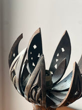 Load image into Gallery viewer, Swedish Midcentury hand carved lotus flower lamp