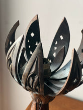 Load image into Gallery viewer, Swedish Midcentury hand carved lotus flower lamp