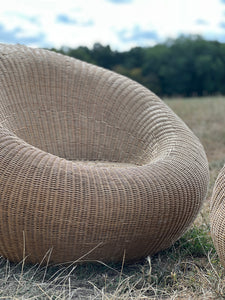 Circa 1950, pair of large wicker chairs in manner of isamu kenmochi