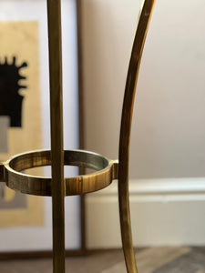 Circa 1980. French Brass Gueridon Drink Table With Smoked Glass