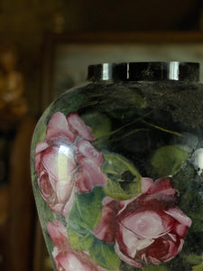 Antique reverse painted glass vase