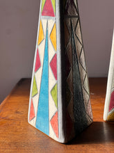 Load image into Gallery viewer, Pair of raku pottery candlesticks