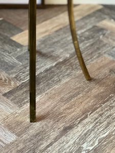 Circa 1980. French Brass Gueridon Drink Table With Smoked Glass