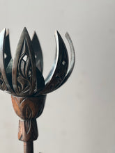 Load image into Gallery viewer, Swedish Midcentury hand carved lotus flower lamp