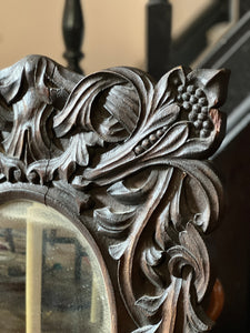 Oak gothic carved mirror. Early 20th century
