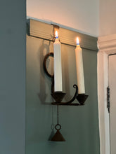 Load image into Gallery viewer, Brutalist wrought iron candle sconce with snuffer
