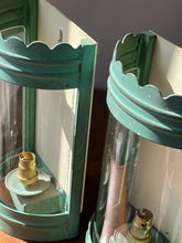 Load image into Gallery viewer, Mid 20th century iron and glass wall lights