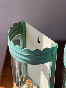 Mid 20th century iron and glass wall lights