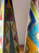 Load image into Gallery viewer, Pair of raku pottery candlesticks