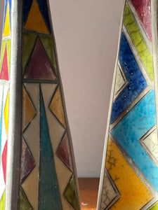 Pair of raku pottery candlesticks