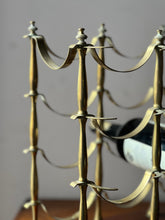 Load image into Gallery viewer, Circa 1960 brass and oak table top 12 bottle wine rack