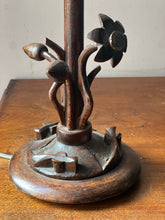 Load image into Gallery viewer, Swedish Midcentury hand carved lotus flower lamp