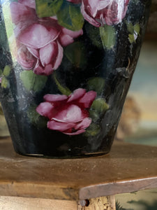 Antique reverse painted glass vase