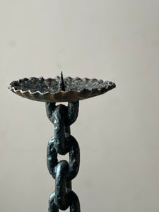 France circa 1950. Brutalist wrought iron chain candlestick.