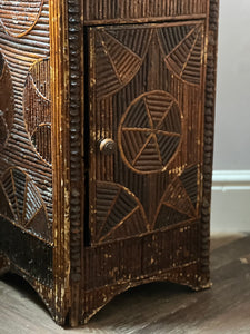 Circa 1900 French folk art slat twig cabinet