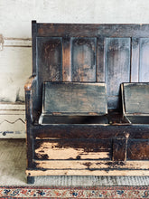 Load image into Gallery viewer, Antique 19th century pine box settle with storage