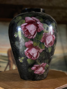 Antique reverse painted glass vase