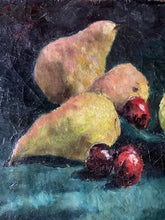 Load image into Gallery viewer, 19th century French oil on canvas still life painting of pears and cherries