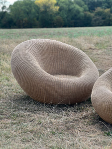 Circa 1950, pair of large wicker chairs in manner of isamu kenmochi