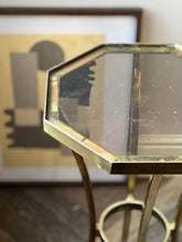 Load image into Gallery viewer, Circa 1980. French Brass Gueridon Drink Table With Smoked Glass