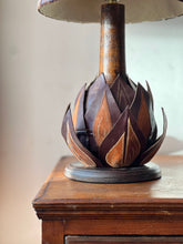 Load image into Gallery viewer, Unusual french midcentury palm leaf table lamp