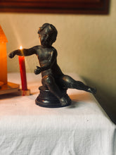 Load image into Gallery viewer, Circa 19th century bronze putti on ebonised base