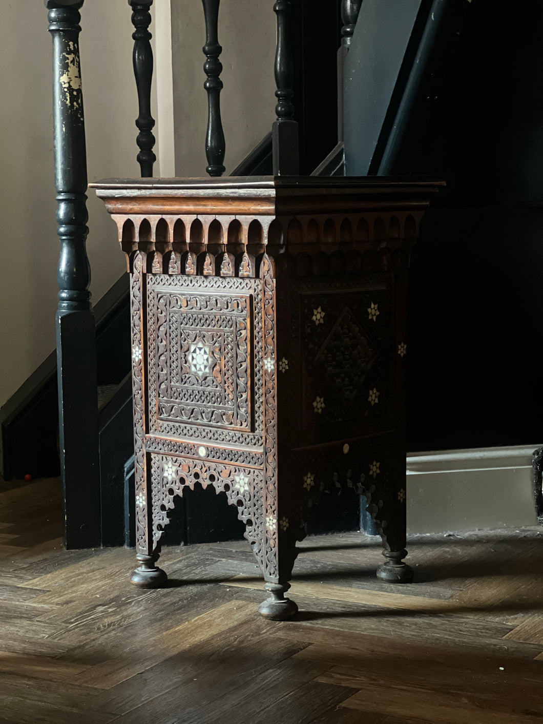 Late nineteenth century Syrian side table with mother of pearl inlay.