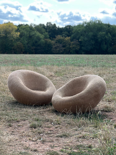Circa 1950, pair of large wicker chairs in manner of isamu kenmochi