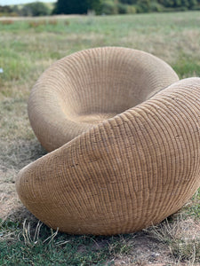 Circa 1950, pair of large wicker chairs in manner of isamu kenmochi