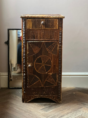 Circa 1900 French folk art slat twig cabinet