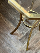 Load image into Gallery viewer, Circa 1980. French Brass Gueridon Drink Table With Smoked Glass