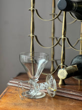Load image into Gallery viewer, Circa 1960 brass and oak table top 12 bottle wine rack