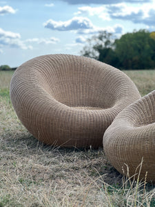 Circa 1950, pair of large wicker chairs in manner of isamu kenmochi