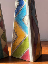 Load image into Gallery viewer, Pair of raku pottery candlesticks