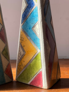 Pair of raku pottery candlesticks