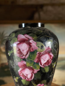 Antique reverse painted glass vase