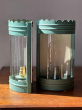 Load image into Gallery viewer, Mid 20th century iron and glass wall lights