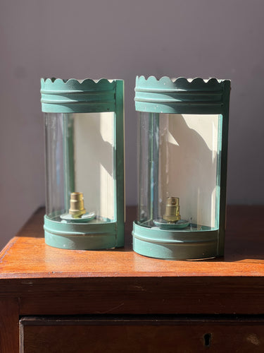 Mid 20th century iron and glass wall lights