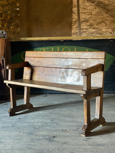 Antique pine church pew