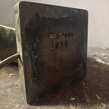 Load image into Gallery viewer, Brutalist inspired brass table lamp