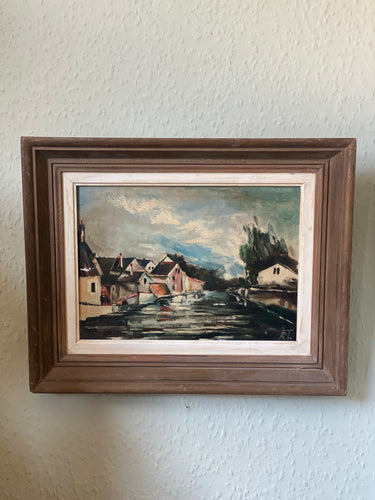 Abstract French oil painting on canvas circa 1920