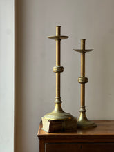Load image into Gallery viewer, Pair of large Ecclesiastical Brass Candlesticks